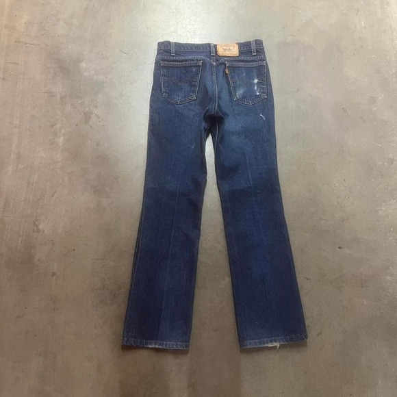 Vintage Levis 517 Bootcut Jeans Mens 33x33 Made in USA Dark Wash Distress Denim